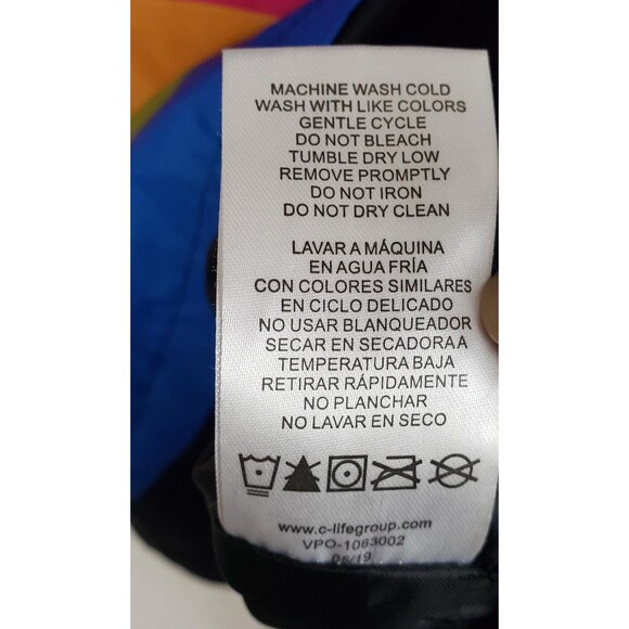 Polaroid Jacket Mens Large Black Rainbow Windbreaker Pullover Hooded 320 OneStep - Picture 9 of 12